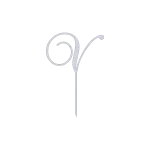 Elegant V monogram letter cake topper with a swirl script design, crafted from aluminum. Features a natural aluminum finish, perfect for special occasions.